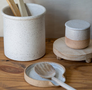 Salt bowl and butter crock